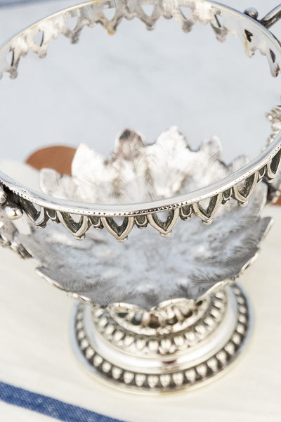 Antique Glass & Silverplate Potpourri Bowl
