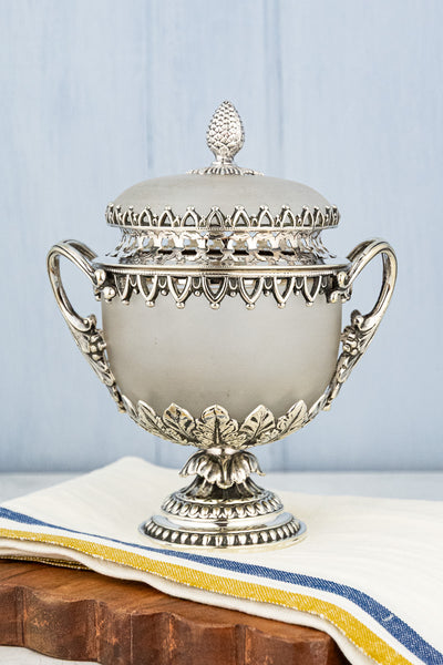 Antique Glass & Silverplate Potpourri Bowl
