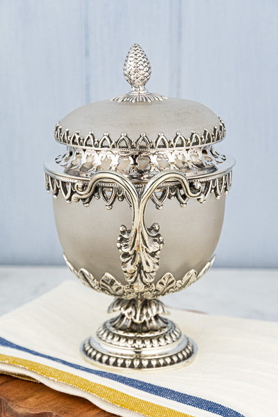 Antique Glass & Silverplate Potpourri Bowl