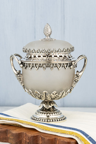 Antique Glass & Silverplate Potpourri Bowl
