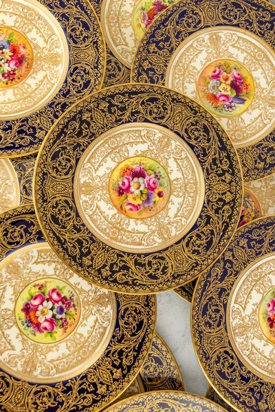 Antique Handpainted Royal Worchester Cabinet Plates - Set of 12