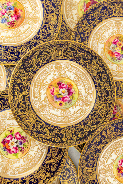 Antique Handpainted Royal Worchester Cabinet Plates - Set of 12