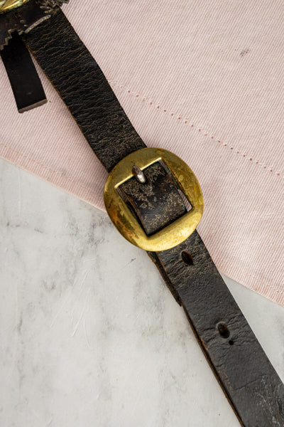 Antique Horse Brass Collection on Leather Harness