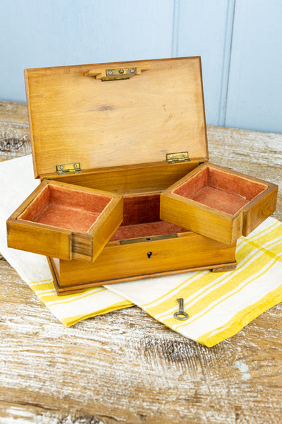 Antique Olive Wood Souvenir Jewelry Box - San Remo