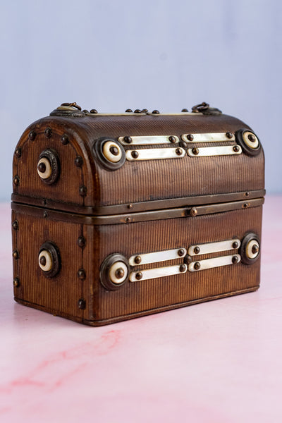 Antique Leather and Mother of Pearl Box