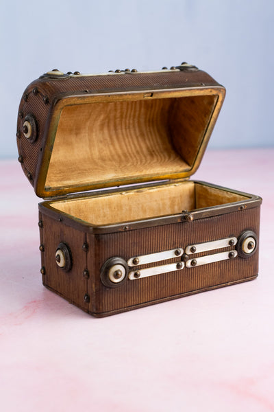 Antique Leather and Mother of Pearl Box