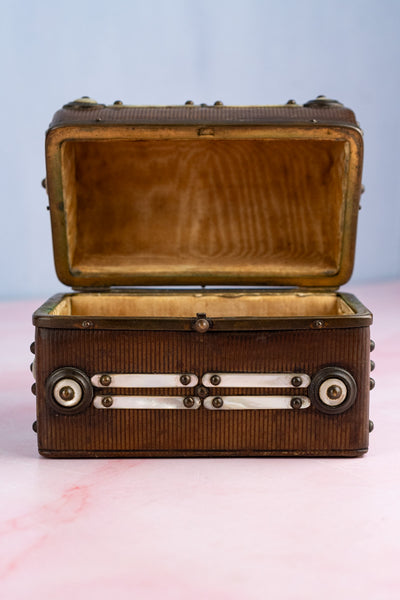 Antique Leather and Mother of Pearl Box