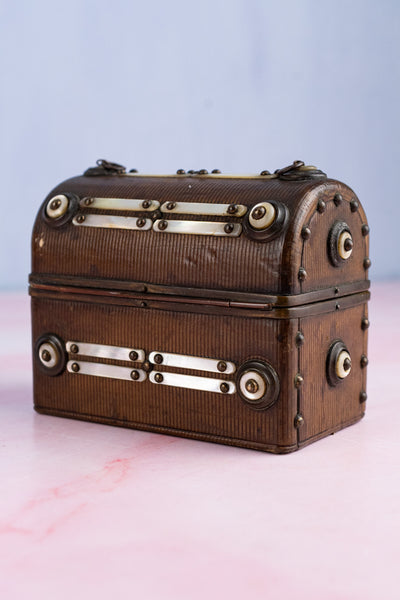 Antique Leather and Mother of Pearl Box