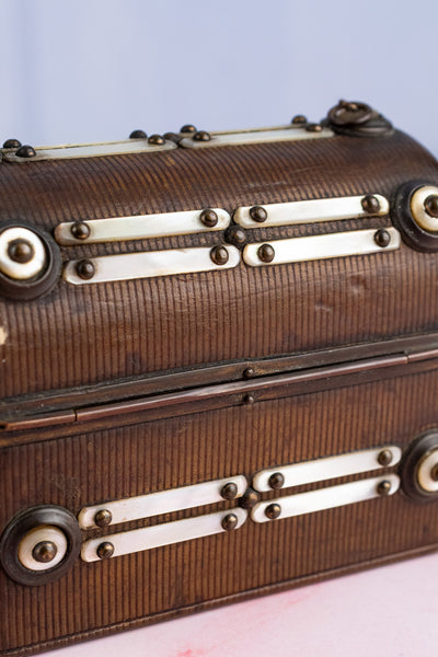 Antique Leather and Mother of Pearl Box