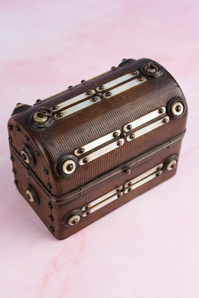 Antique Leather and Mother of Pearl Box