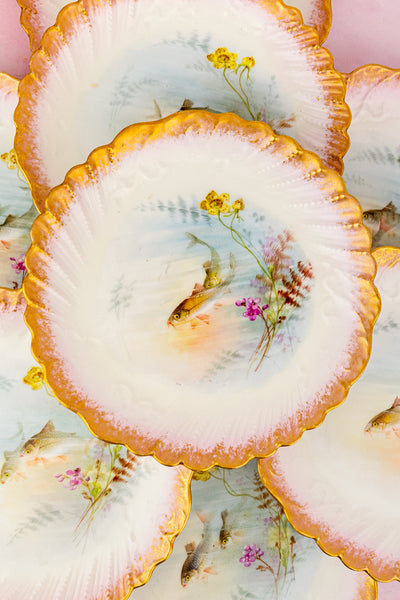 Antique Limoges Fish Service For 8