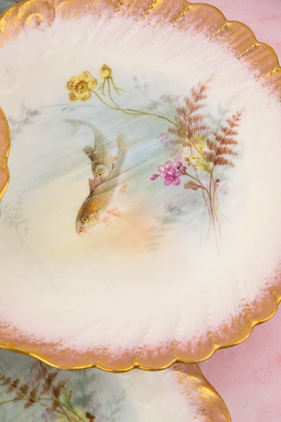 Antique Limoges Fish Service For 8