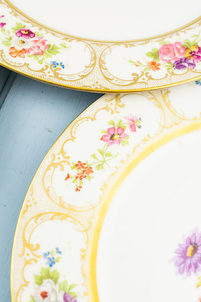Antique Limoges Floral Dinner Plates - Set of 4