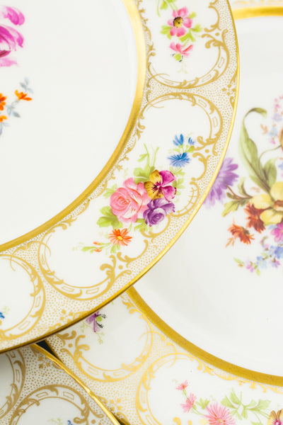Antique Limoges Floral Dinner Plates - Set of 4