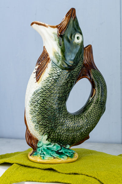 Antique Majolica Fish Pitcher