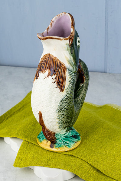 Antique Majolica Fish Pitcher