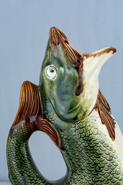 Antique Majolica Fish Pitcher