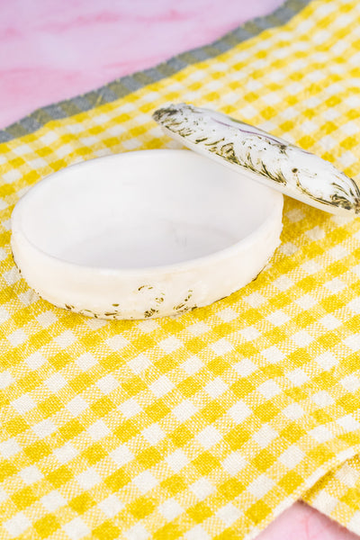 Antique Milk Glass Floral Box