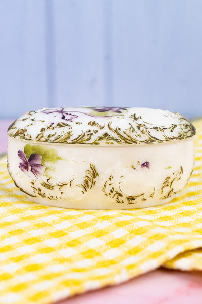 Antique Milk Glass Floral Box