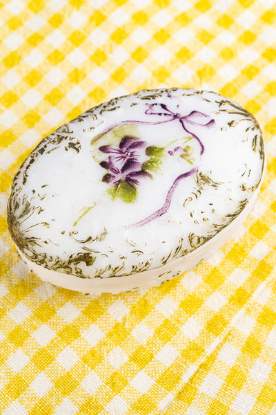 Antique Milk Glass Floral Box