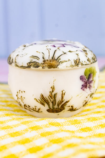 Antique Milk Glass Floral Box