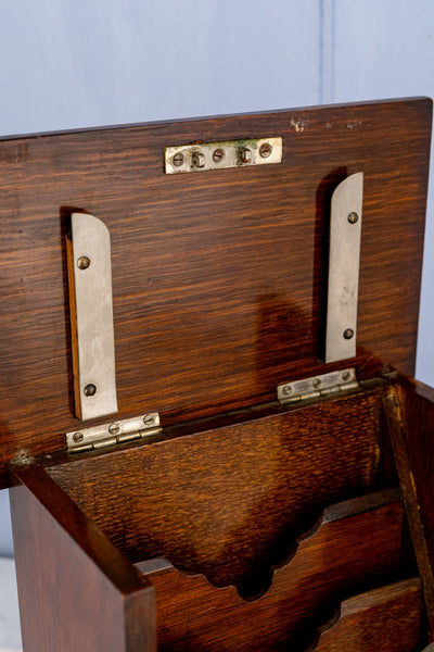 Antique English Oak & Brass Stationery Box