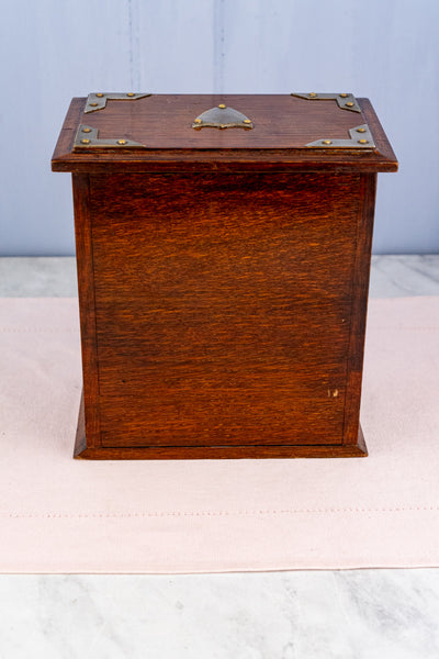 Antique English Oak & Brass Stationery Box