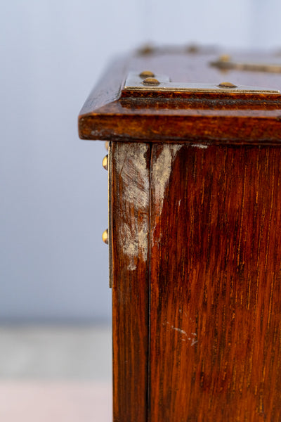 Antique English Oak & Brass Stationery Box