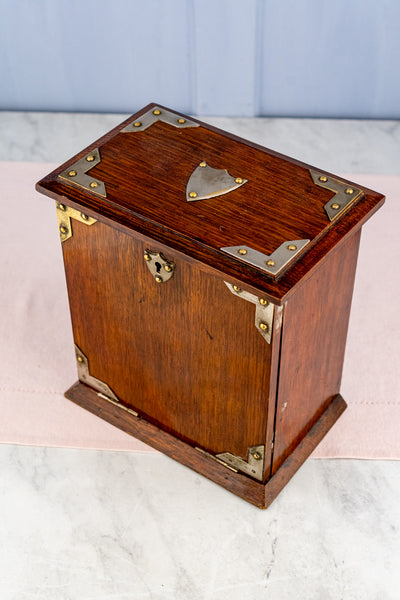 Antique English Oak & Brass Stationery Box