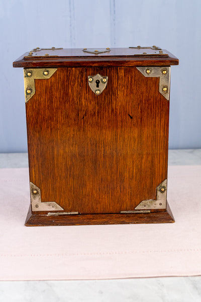 Antique English Oak & Brass Stationery Box