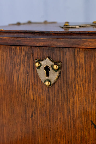 Antique English Oak & Brass Stationery Box