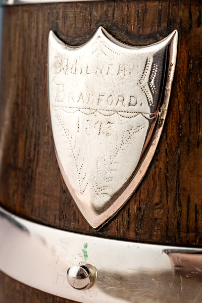 Antique Oak & Silverplate 1893 Tyg Loving Cup Trophy