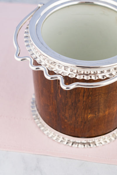 Antique Oak and Silverplate Biscuit Barrel