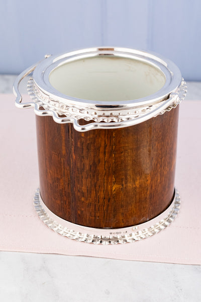 Antique Oak and Silverplate Biscuit Barrel