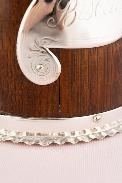 Antique Oak and Silverplate Biscuit Barrel