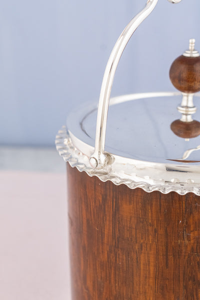 Antique Oak and Silverplate Biscuit Barrel