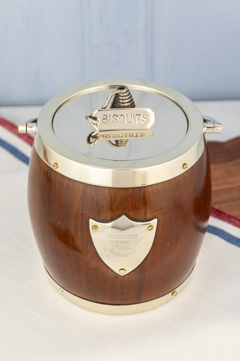 Antique Naval Mahogany & Silverplate Biscuit Barrel, image 2 of 15