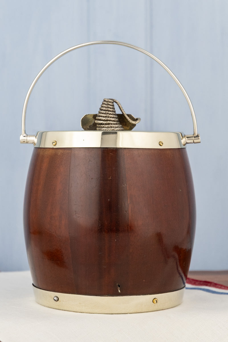 Antique Naval Mahogany & Silverplate Biscuit Barrel, image 5 of 15