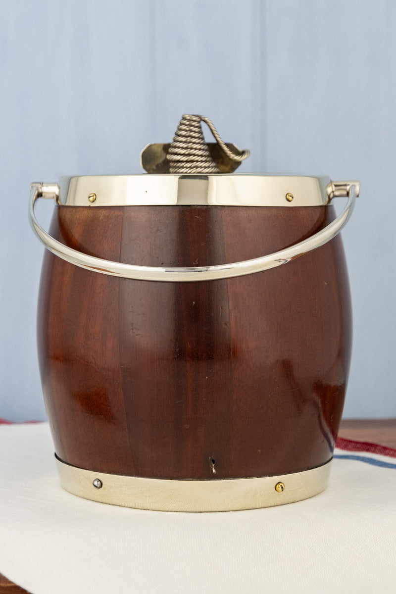 Antique Naval Mahogany & Silverplate Biscuit Barrel, image 6 of 15