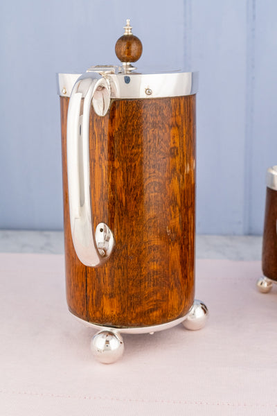 Victorian Oak and Silverplate Presentation Jug & Cups