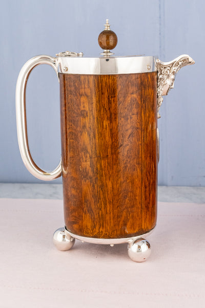 Victorian Oak and Silverplate Presentation Jug & Cups