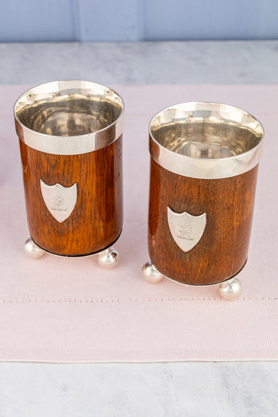 Victorian Oak and Silverplate Presentation Jug & Cups