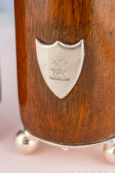 Victorian Oak and Silverplate Presentation Jug & Cups