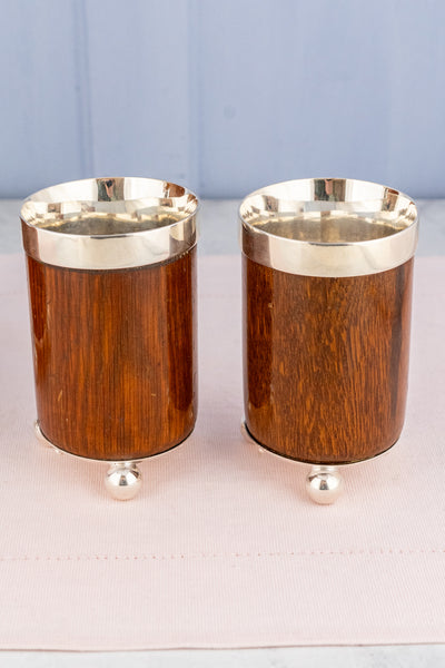 Victorian Oak and Silverplate Presentation Jug & Cups