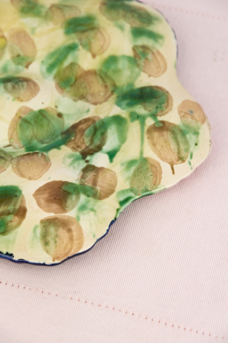 Antique Majolica Oyster Plate