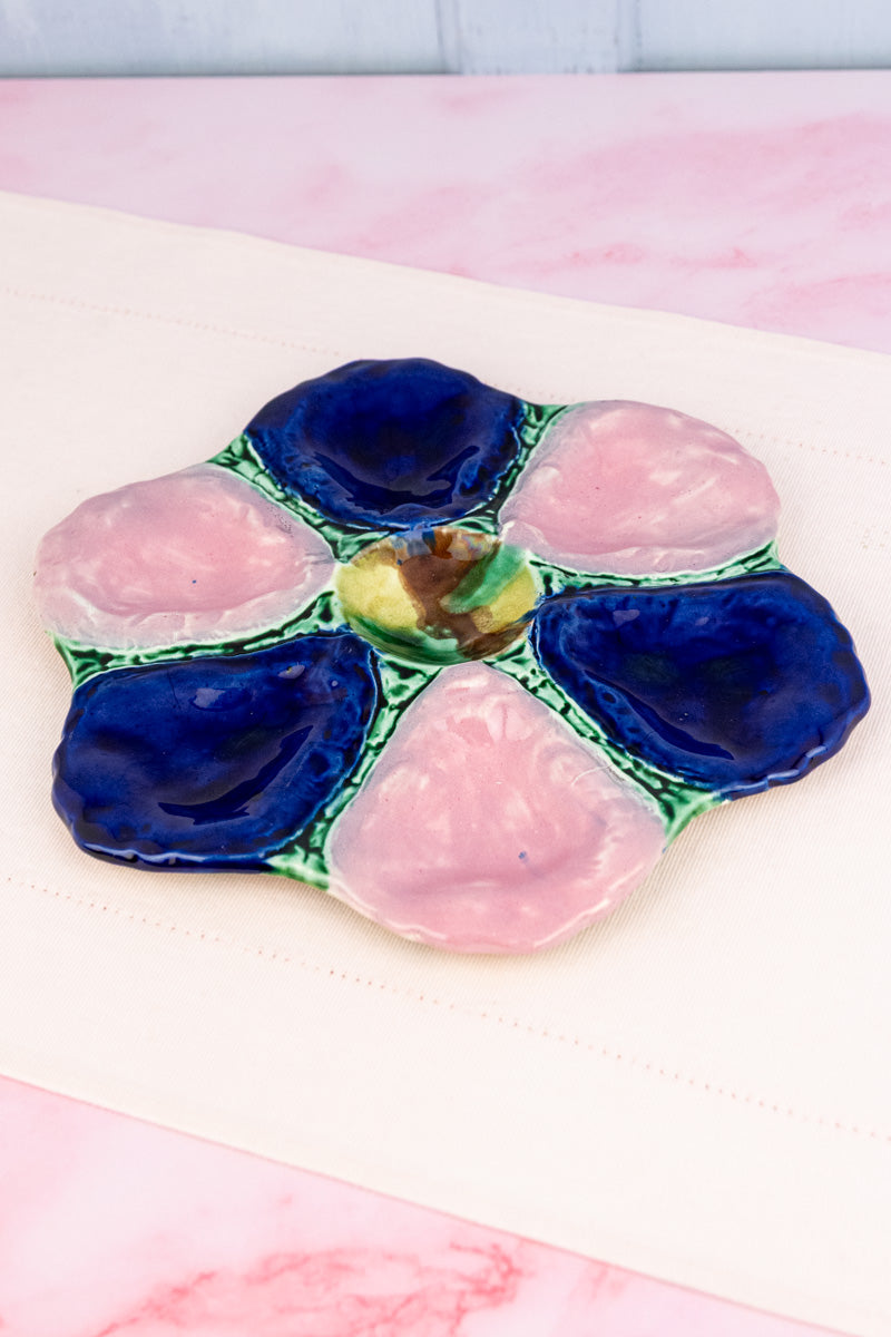 Antique Majolica Oyster Plate