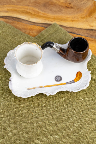 Antique Porcelain Pipe Match Stand