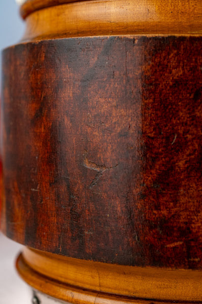 Antique Pyrographic Oak and Silverplate Biscuit Barrel