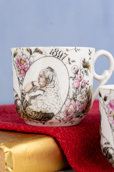 Antique Queen Victoria 1897 Diamond Jubilee Cup Pair