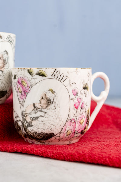 Antique Queen Victoria 1897 Diamond Jubilee Cup Pair